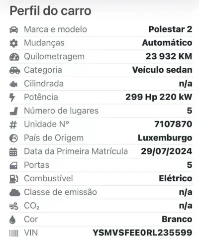 Polestar 2 2024 - 37900 EUR, 24000 km - AUTO.MOTO.pt - 24000km - foto 14 de 17