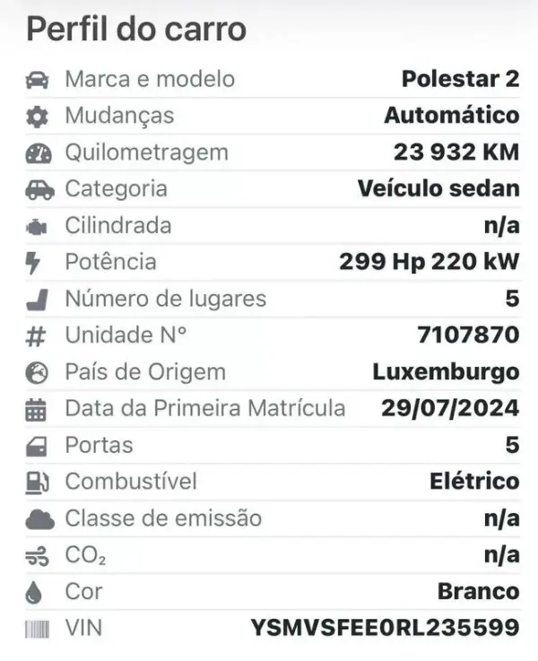 Polestar 2 2024 - 37900 EUR, 24000 km - AUTO.MOTO.pt - 24000km - foto 14 de 17