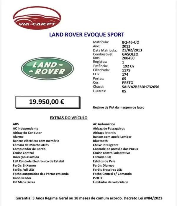 Land Rover Range Rover Evoque 2013 - 19950 EUR, 200450 km - AUTO.MOTO.pt - 200450km - foto 34 de 34