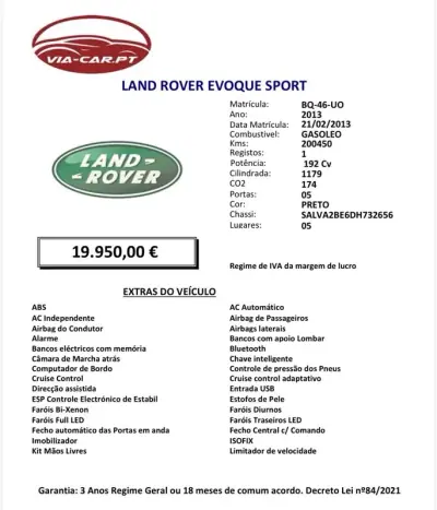 Land Rover Range Rover Evoque 2013 - 19950 EUR, 200450 km - AUTO.MOTO.pt - 200450km - foto 34 de 34