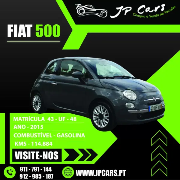 Fiat 500 1.2 Lounge MTA 2015 Gasolina — 114 884 km · Lisboa Fiat 500 1.2 Lounge MTA 2015 Gasolina