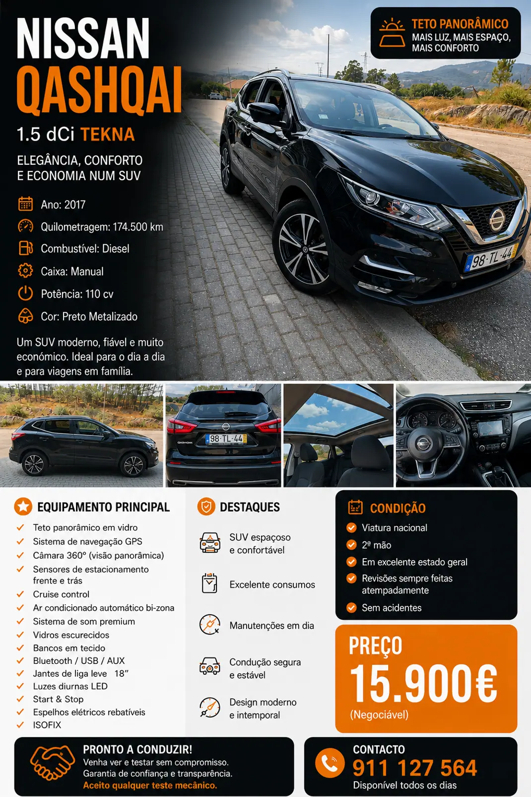 Nissan Qashqai 2017 - 15900 EUR, 175000 km - AUTO.MOTO.pt - 175000km - foto 1 de 6