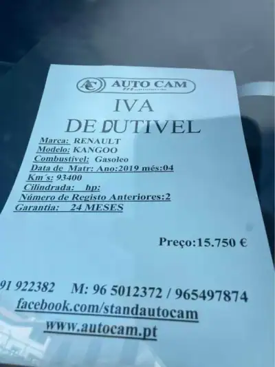 Renault Kangoo 1.5 Dci , 3 Lugares, Iva dedutivel 2019 - 14250 EUR, 93400 km - AUTO.MOTO.pt - 93400km - foto 6 de 8