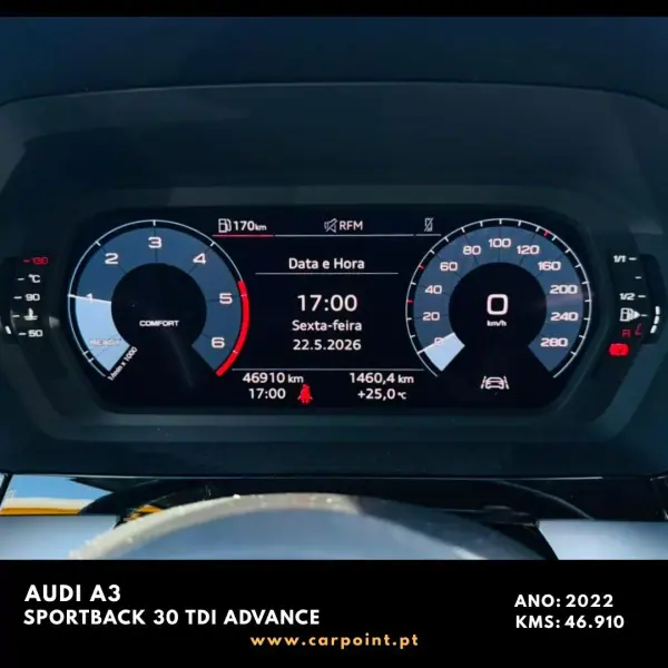 Audi A3 Sportback 2022 - 28900 EUR, 46910 km - AUTO.MOTO.pt - 46910km - foto 10 de 10